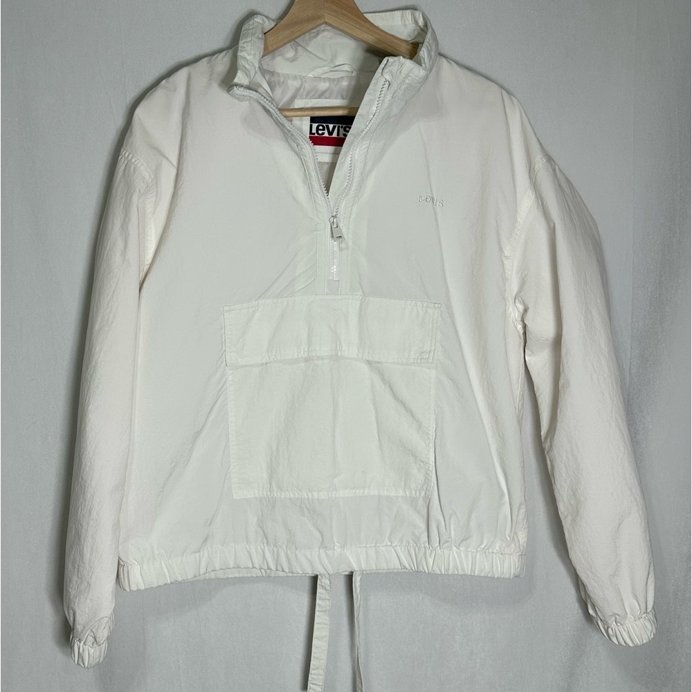 Levis Womens White Quarter Zip Anorak Windbreaker Jacket Pullover Size Medium - Picture 5 of 7